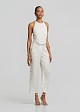 High-waisted trousers with a linen-look finish