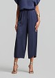 Cropped wide leg trousers in satin look