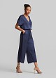 Cropped wide leg trousers in satin look