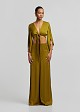 Wide leg trousers with satin finish and slits