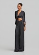 Wide leg trousers with satin finish and slits