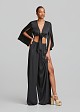 Wide leg trousers with satin finish and slits