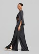 Wide leg trousers with satin finish and slits