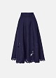 Midi flared skirt with a linen-look finish