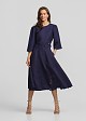 Midi flared skirt with a linen-look finish