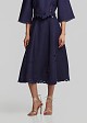 Midi flared skirt with a linen-look finish