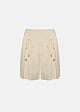 Shorts with pleats and decorative drawstrings