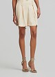 Shorts with pleats and decorative drawstrings