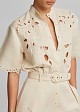 Linen playsuit with decorative lace