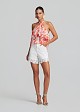 Printed off-shoulder halter top