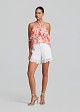 Printed off-shoulder halter top