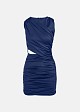Mini dress with ruching in satin finish