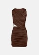 Mini dress with ruching in satin finish