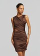 Mini dress with ruching in satin finish