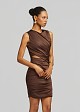 Mini dress with ruching in satin finish