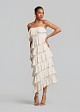 Maxi strapless lace dress with multiple ruffles