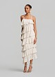 Maxi strapless lace dress with multiple ruffles