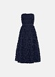 Strapless midi dress with appliqué flowers