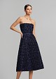 Strapless midi dress with appliqué flowers