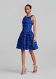 Midi flared dress with appliqué flowers