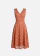 Midi flared lace dress in sequins and V-neckline