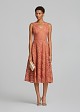 Midi flared lace dress in sequins and V-neckline
