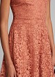 Midi flared lace dress in sequins and V-neckline