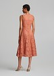 Midi flared lace dress in sequins and V-neckline