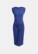 Midi dress with a side tie and structured shoulders