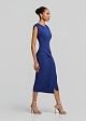 Midi dress with a side tie and structured shoulders