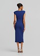 Midi dress with a side tie and structured shoulders