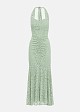 Maxi fitted lace dress with ruched detailing