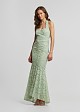 Maxi fitted lace dress with ruched detailing