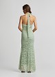 Maxi fitted lace dress with ruched detailing