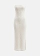 Rochie midi fără bretele cu dantelă