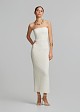 Rochie midi fără bretele cu dantelă