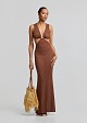 Maxi knitted lurex dress with cut-outs