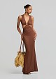 Maxi knitted lurex dress with cut-outs