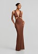 Maxi knitted lurex dress with cut-outs