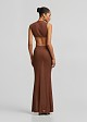 Maxi knitted lurex dress with cut-outs