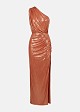Maxi lurex one-shoulder dress