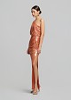 Maxi lurex one-shoulder dress