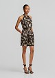 Printed high-waisted shorts in satin look