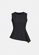 Asymmetric soft denim top