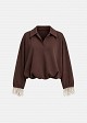 Johnny collar top in lace detail