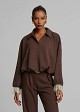 Johnny collar top in lace detail