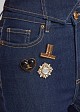 High waisted flared jeans with brooches