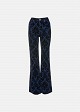Flared jeans with an embossed velvet paisley print