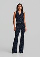 Flared jeans with an embossed velvet paisley print