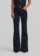 Flared jeans with an embossed velvet paisley print